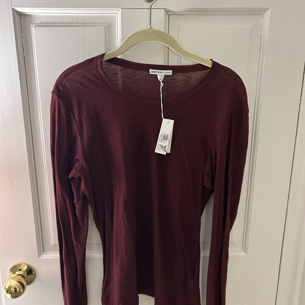 James Perse Deep Red Long Sleeve Tee